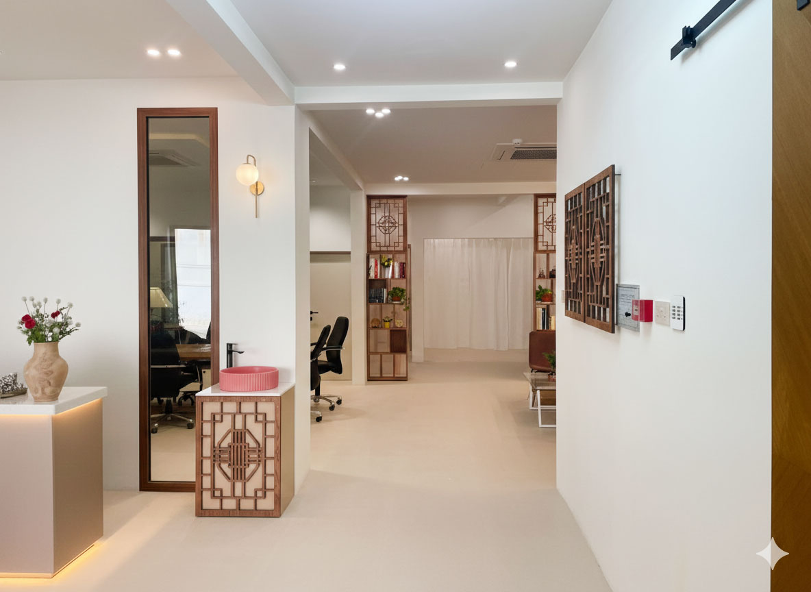 Office Remodeling Project Riyadh - completed reception area by Hanjin E&T